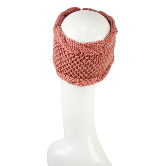 Knit Bow Headband Womens One Size Blush Fall Winter Cute Stylish Cozy Ear Warmer - Picture 3 of 7